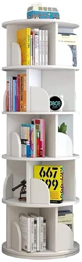 Photo 1 of 5 Tier 360° Rotating Stackable Shelves Bookshelf Organizer (White)
