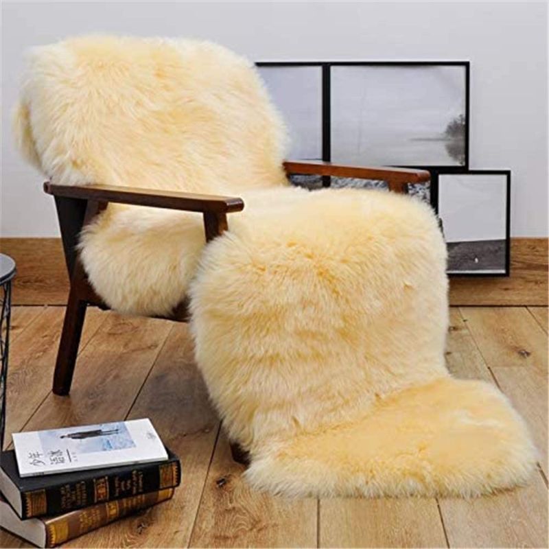 Photo 1 of 70 BY 22 IN OKAYDA Genuine New Zealand Sheepskin Area Rug Soft Lambskin Decorative Rug for Bedroom Sofa Floor One Pelt (Beige 2 pelt)
