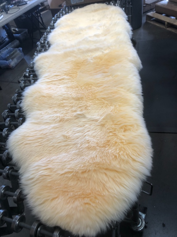 Photo 2 of 70 BY 22 IN OKAYDA Genuine New Zealand Sheepskin Area Rug Soft Lambskin Decorative Rug for Bedroom Sofa Floor One Pelt (Beige 2 pelt)
