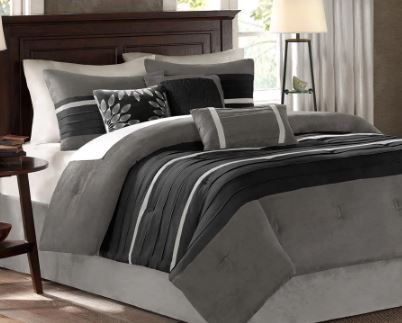 Photo 1 of *carrying bag has a small rip*
Madison Park Teagan 7-Piece Black/Gray Queen Comforter Set