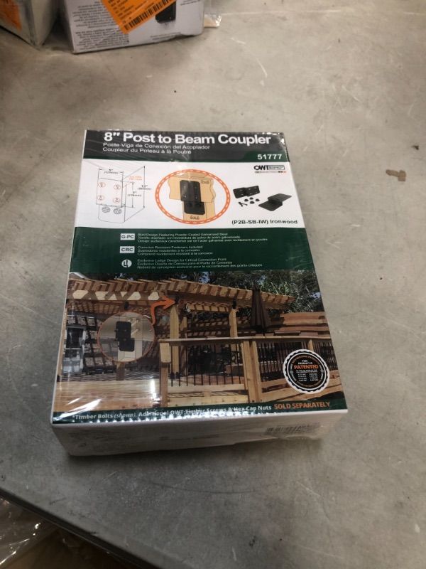 Photo 2 of *factory packaged/ sealed* 
OWT Ornamental Wood Ties Ironwood 5 in. x 12 in. x 1.5 in. Galvanized Steel Post to Beam Coupler Connector (2 per Box)