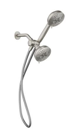 Photo 1 of *MISSING hose*
MOEN HydroEnergetix 8-Spray Patterns with 1.75 GPM 4.75 in. Wall Mount Dual Shower Heads in Spot Resist Brushed Nickel