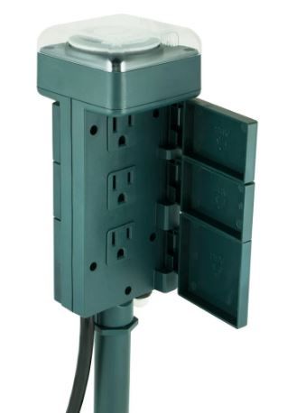 Photo 1 of *NOT EXACT stock picture, use for reference* 
Power Gear Outdoor Yard Stake Mechanical Timer with 6-Grounded Outlets in Green