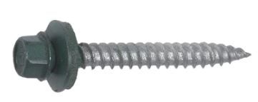 Photo 1 of #10 1 in. External Hex Drive Flange Hex Head Steel Wood Screw in Evergreen (250-Piece/Bag), 3 bags
