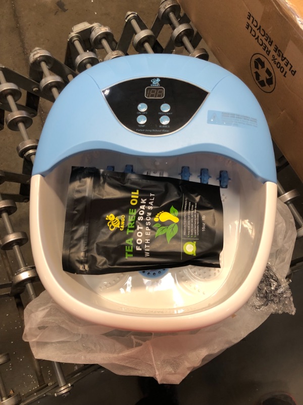 Photo 2 of 4 In 1 Foot Spa Massager Set For Home With 4 Massage Rollers - Temperature & Heat Control- Bubble Maker- Intense Vibration - Pedicure - Instant Foot Stress Relief Spa - Includes Tea Tree Oil Foot Soak