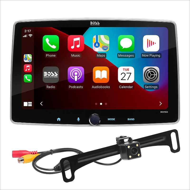 Photo 1 of BOSS Audio Systems BCPA9RC Apple CarPlay Android Auto Car Multimedia Player - Single Din Chassis with 9 Inch Capacitive Touchscreen, Bluetooth, No DVD, Multicolor Illumination, Rear Camera Included
