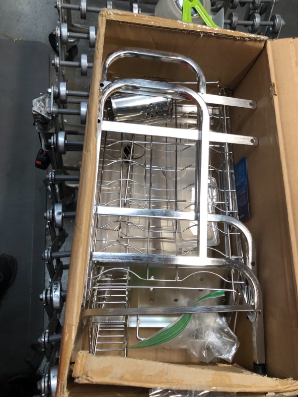 Photo 2 of 2-Tier Dish Drainer Rack, Expandable Dish Rack with Utensil Holder and Draining Board,Stainless Steel
