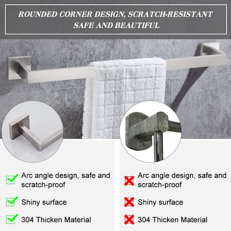 Photo 1 of 2-Piece Bathroom Hardware Accessories Set, Include 16 Inch Hand Towel Bar, , Hand Towel Rack, (Brushed Nickel)
