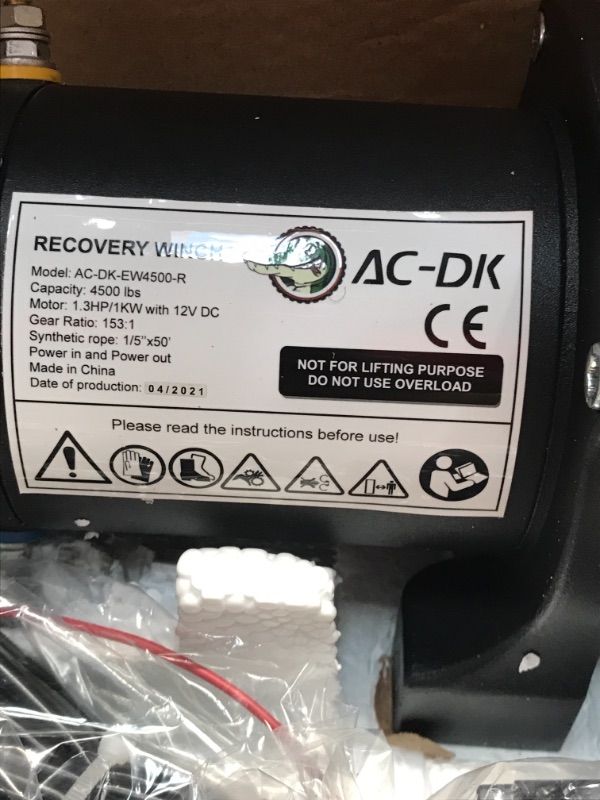 Photo 1 of AC-DK 4500 lb Winch Steel Wire Electric Winch Kit, 12V Winch for Towing ATV/UTV Off Road Trailer, IP67 Waterproof Winch with Wireless Remote Control Mounting Bracket(4500 lbs Winch)
