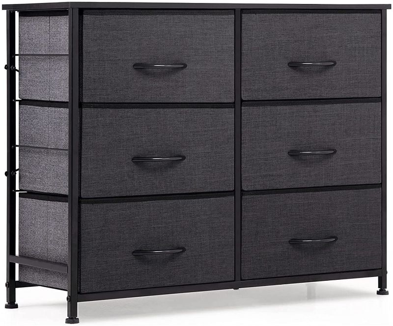 Photo 1 of ***PARTS ONLY*** ODK Dresser with 6 Drawers, Fabric Storage Tower, Organizer Unit for Bedroom, Hallway, Entryway, Closets, Sturdy Steel Frame, Wood Top, Easy Pull Solid Handle, Dark Gray
