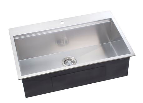 Photo 1 of 33 x 22 inch Workstation Ledge Drop-in Tight Radius 16 Gauge Stainless Steel Kitchen Sink Single Bowl - 
