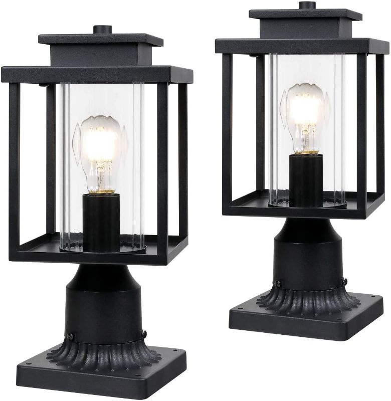 Photo 1 of Osimir Outdoor Post Light 2 Pack, 1-Light Exterior Post Lantern with Pier Mount Base, Lamp Post Light Fixture