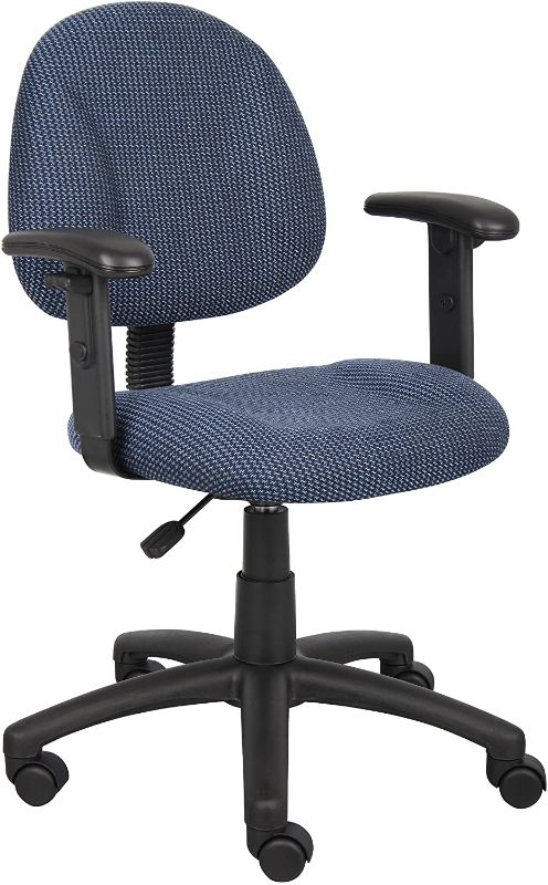 Photo 1 of Boss Office Products Perfect Posture Delux Fabric Task Chair with Adjustable Arms in Blue
