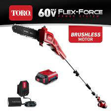 Photo 1 of 10 in. 60-Volt Lithium Ion Cordless Electric Pole Saw - Battery and Charger Included
