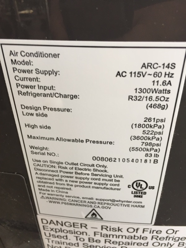 Photo 7 of Whynter ARC-14S Eco-friendly 14000 BTU Dual Hose Portable Air Conditioner, Platinum and Black, 101 Pts/Day Dehumidifying Capacity, 3 Fan Speeds, 500 sq. ft. Coverage, Carbon Air Filter