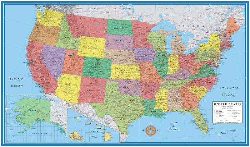 Photo 1 of 24x36 United States, USA Classic Elite Wall Map Mural Poster (Laminated)