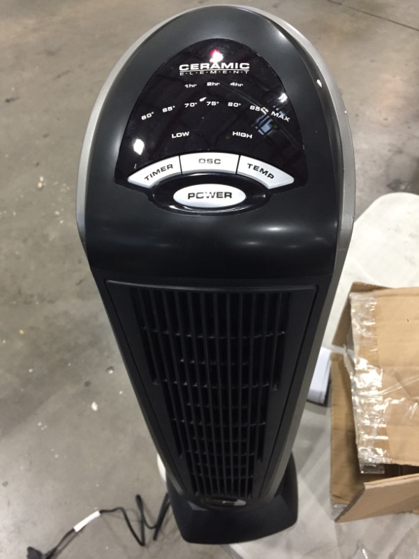 Photo 2 of Lasko Lasko-22 Digital Ceramic Oscillating Remote (751320) Tower Heater, 8.5x2033 L x 7.25x2033 W x 23x2033 H, Grey/Black