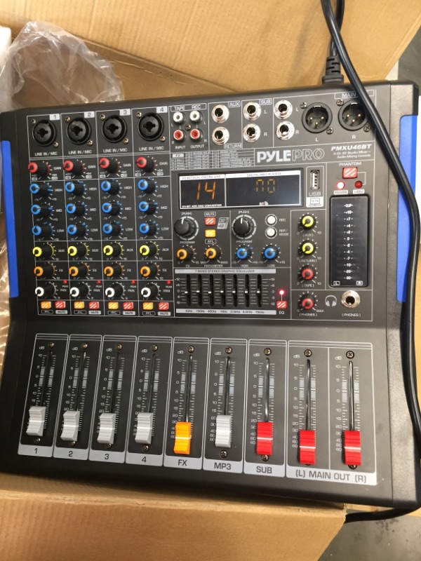 Photo 4 of Pyle PMXU46BT 4-Channel Bluetooth 2.0 Studio Mixer and DJ Controller Audio Mixing Console System