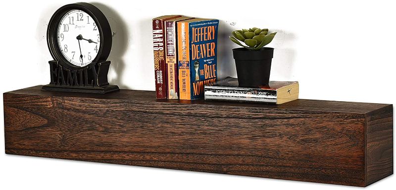 Photo 1 of 6" High Dylan Rustic Floating Shelf Reclaimed Wood Wall Shelf Fireplace Mantel Shelf Wall Mounted,Walnut Color (48"x6"Dx6 H)