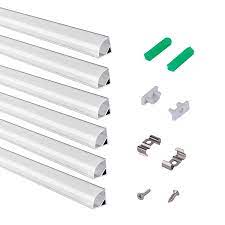 Photo 1 of 6-Pack 3.3ft/1Meter V Shape LED Aluminum Channel System with Milky Cover, End Caps and Mounting Clips, Aluminum Profile for LED Strip Light Installations, Very Easy Installation