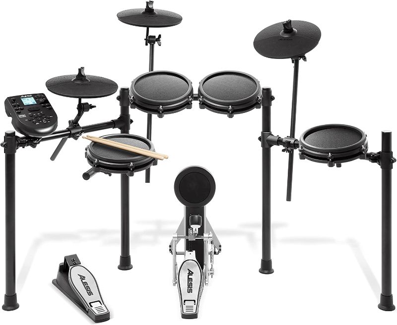 Photo 1 of Alesis Drums Nitro Mesh Kit - Electric Drum Set with USB MIDI Connectivity, Mesh Drum Pads, Kick Pedal and Rubber Kick Drum, 40 Kits and 385 Sounds