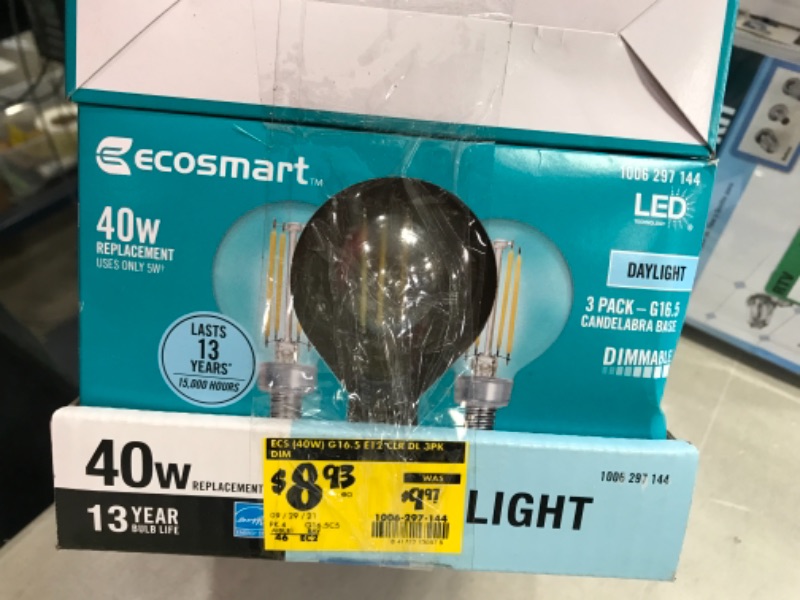 Photo 1 of 40-Watt Equivalent G16.5 Globe Dimmable ENERGY STAR Clear Glass Filament LED Vintage Edison Light Bulb Soft White (3-Pack)

