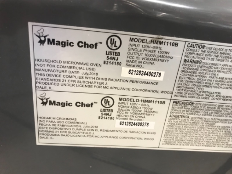 Photo 4 of 1.1 cu. ft. Countertop Microwave in Black with Gray Cavity
**USED, DOES NOT FUNCTION OR TURN ON, FOR PARTS ONLY**