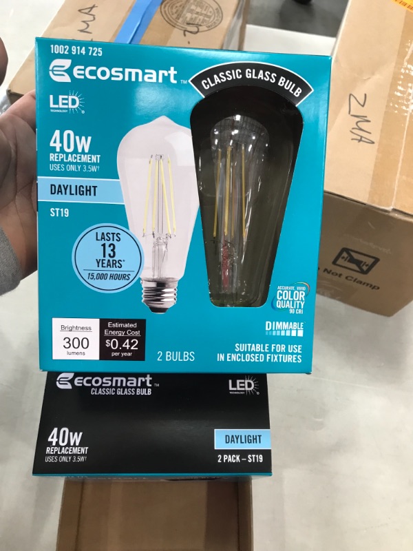 Photo 2 of 4 BOXES OF 40-Watt Equivalent ST19 Dimmable Clear Glass Filament Vintage Edison LED Light Bulb Daylight (2-Pack)