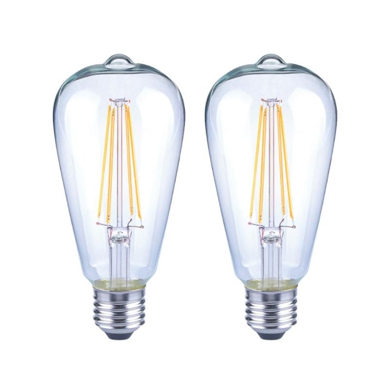 Photo 1 of 4 BOXES OF EcoSmart 75-Watt Equivalent ST19 Antique Edison Dimmable Clear Glass Filament Vintage Style LED Light Bulb Daylight (2-Pack)
