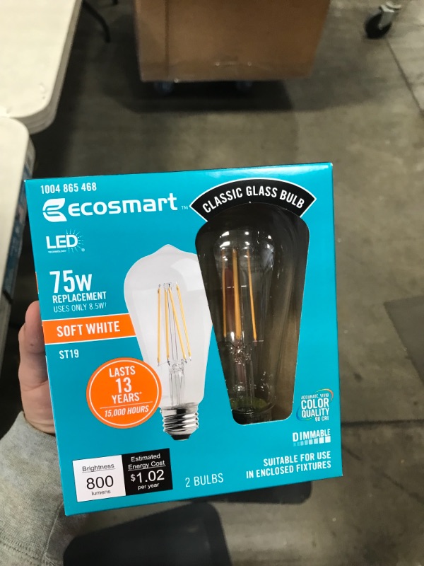 Photo 3 of 8 BOXES OF Ecosmart 75-Watt Equivalent ST19 Antique Edison Dimmable Clear Glass Bulb