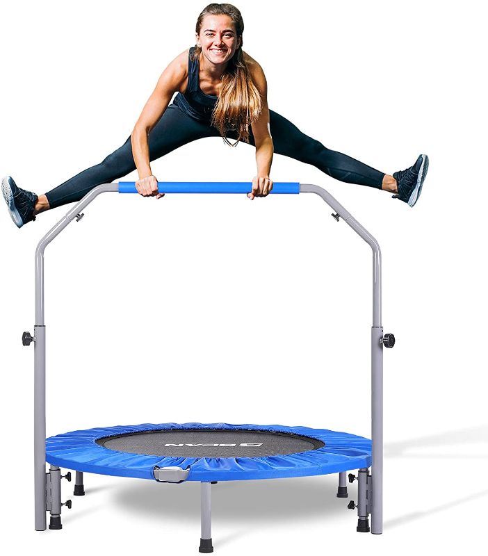 Photo 1 of BCAN 40/48" Foldable Mini Trampoline, Fitness Rebounder with Adjustable Foam Handle, Exercise Trampoline for Adults Indoor/Garden Workout Max Load 330lbs/440lbs
