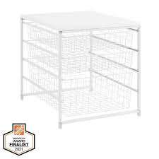 Photo 1 of 17.69 in. H x 21.44 in. W White Steel 3-Drawer Close Mesh Wire Basket
