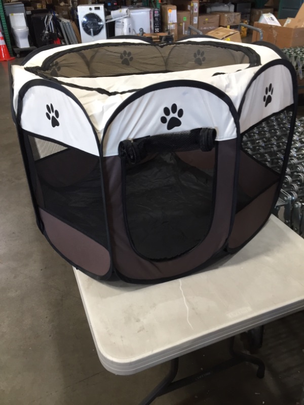 Photo 2 of *Stock photo is for reference*
Pet Playpen Carrier Pop Up Tent 8-Panel Mesh Cover 
(26" wide, panels: 11x16, Brown)
