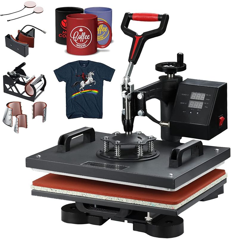 Photo 1 of DURASPACE 12x15 Heat Press Machine 8 in 1 Clamshell Heat Press Swing Away Sublimation Machine Digital Press Machine Cmobo for Cap Mug Shirts Hat Plate
