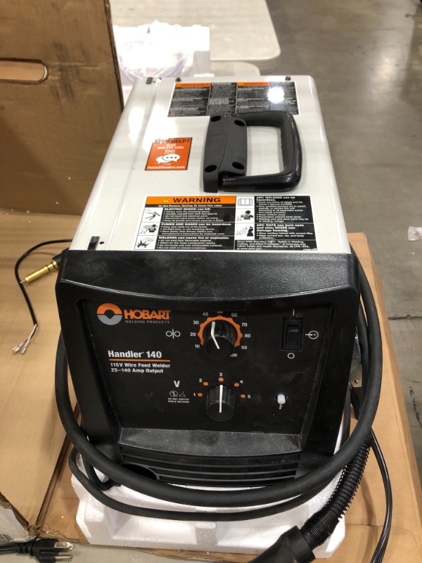 Photo 1 of HOBART 500559 MIG Welder, Handler 140, 1, 120V AC, 25 to 140A DC, 20 %

//TESTED AND FUNCTIONAL, MINOR COSMETIC DAMAGE, MISSING ROLLED UP WIRE