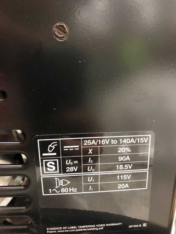 Photo 9 of HOBART 500559 MIG Welder, Handler 140, 1, 120V AC, 25 to 140A DC, 20 %

//TESTED AND FUNCTIONAL, MINOR COSMETIC DAMAGE, MISSING ROLLED UP WIRE