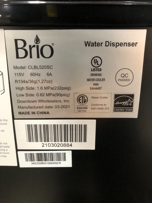 Photo 5 of Brio Self Cleaning Bottom Loading Water Cooler Water Dispenser – Limited Edition - 3 Temperature Settings - Hot, Cold & Cool Water - UL/Energy Star Approved

//TESTED AND FUNCTIONAL 