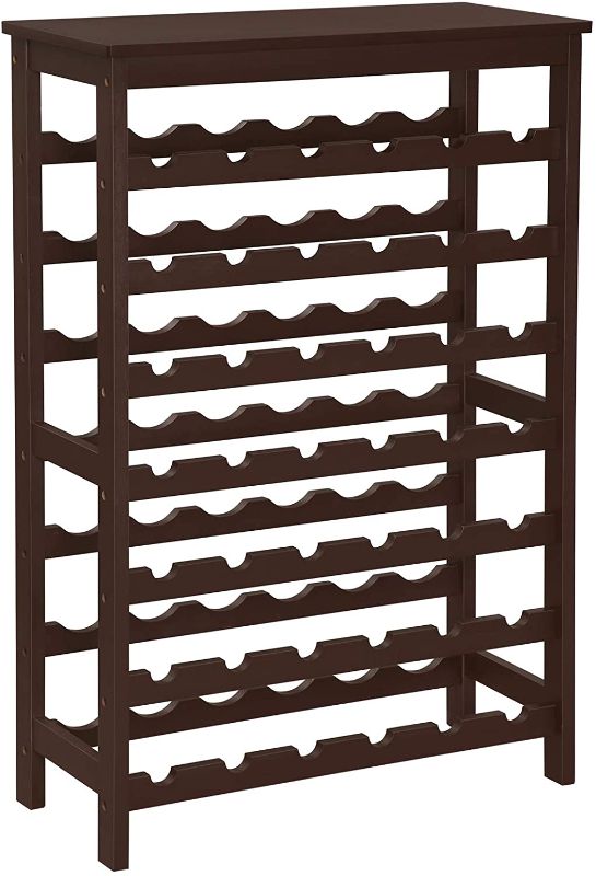Photo 1 of ***PARTS ONLY*** SONGMICS 42-Bottle Wine Rack Free Standing Floor, 7-Tier Display Wine Storage Shelves with Table Top, Bamboo Wobble-Free Bottle Holder for Kitchen Bar Dining Room Living Room, Espresso 

