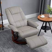 Photo 1 of Grey PU Leather Adjustable Swivel Recliner Chair
