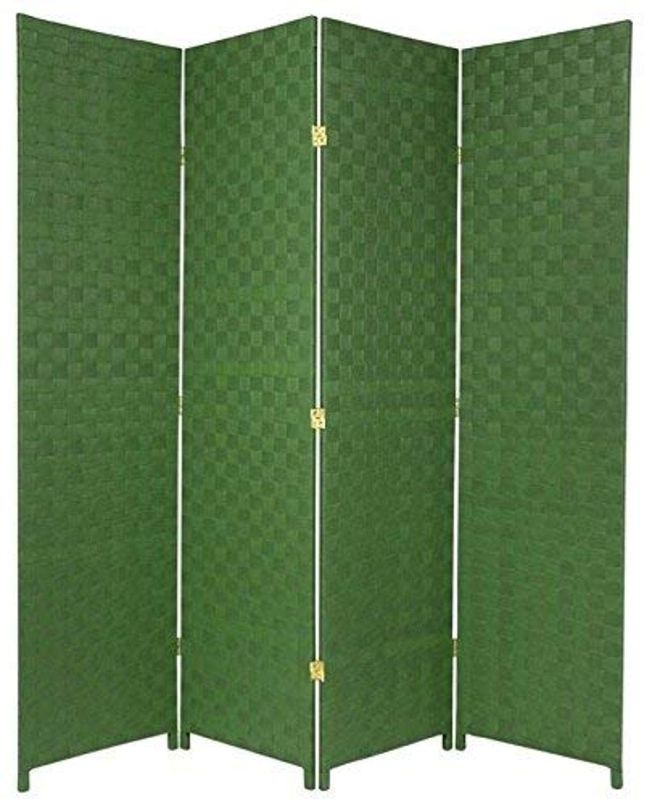 Photo 1 of  Oriental Furniture 6 ft. Tall Woven Fiber-Outdoor All Weather-Room-Divider - 4 Panel - Green
