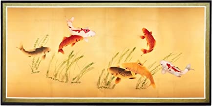 Photo 1 of (CORNER FRAME IS BROKEN) 
Oriental Furniture Seven Lucky Fish Canvas Wall Art, 17.75 x 35.25 x 0.75 inches

