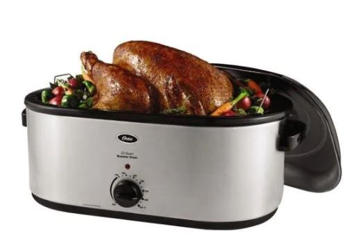 Photo 1 of 22 qt. Roaster Oven with Self-Basting Lid in Stainless Steel
