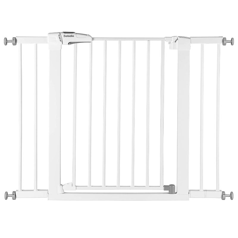 Photo 1 of Babelio Metal Baby Gate Easy Install Pressure Mounted, 26-29 Inch Child Gate No Drilling, Extra Wide with Wall Protectors, Ideal for Narrow Stair or Doorway, White
