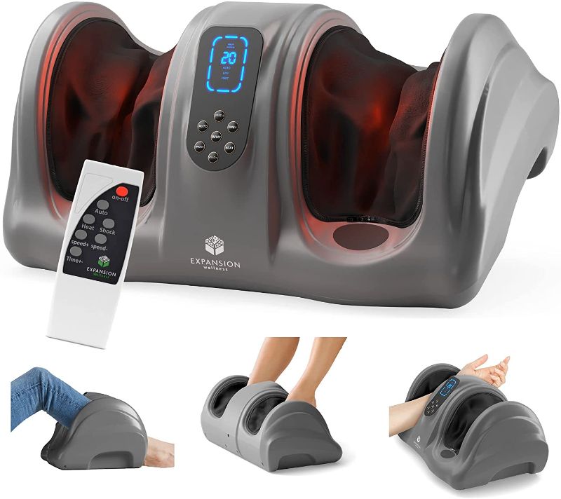 Photo 1 of Foot Massager Machine with Heat, Shiatsu Foot and Calf Massager for Plantar Fasciitis and Neuropathy, with Deep Kneading, Increases Blood Flow Circulation W/Remote Control