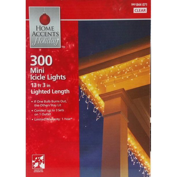 Photo 1 of Home Accents 300ct Mini Clear Icicle Christmas Holiday String Lights
