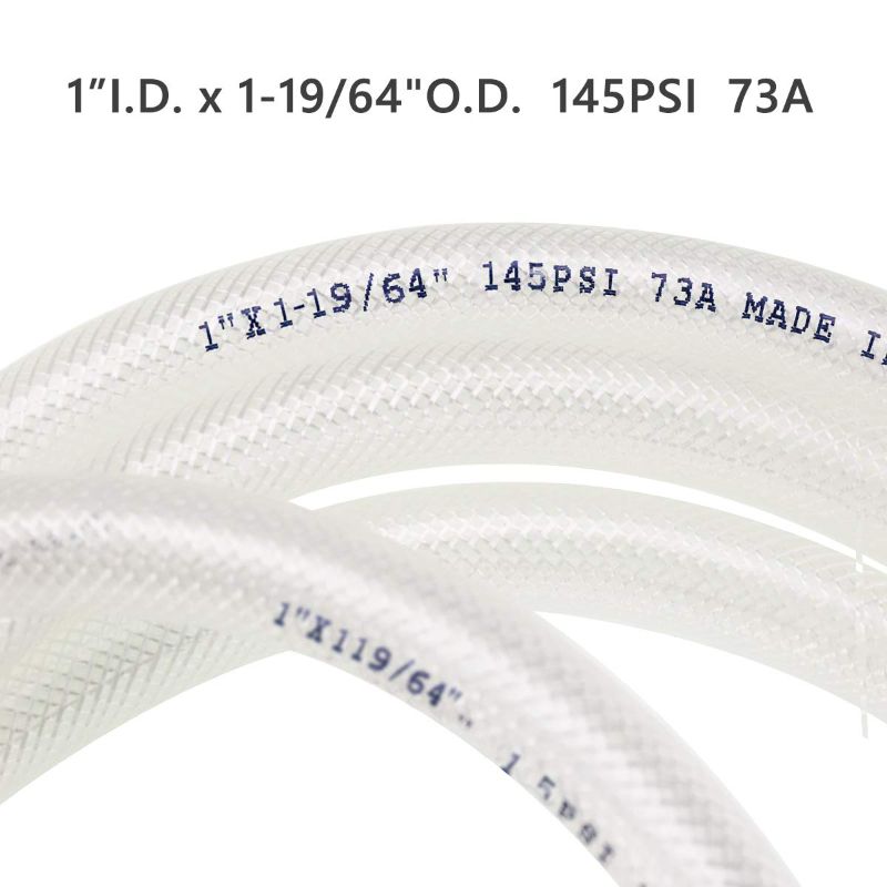 Photo 1 of 1" ID x 10 Ft High Pressure Braided Clear PVC Vinyl Tubing Flexible Vinyl Tube, Heavy Duty Reinforced Vinyl Hose Tubing, BPA Free and Non Toxic
