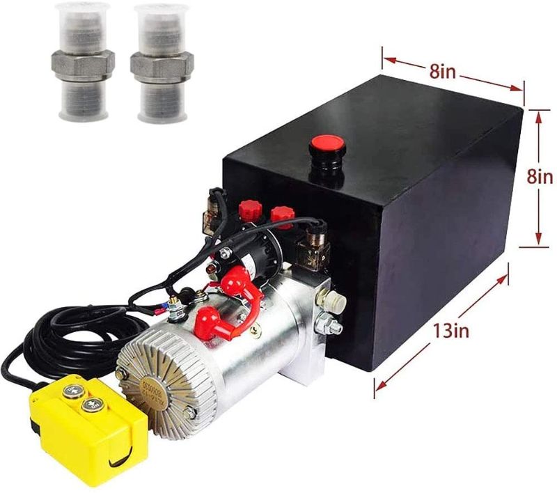 Photo 1 of Fisters Hydraulic Power Unit 15 Quart Double Acting Hydraulic Pump DC 12V Power Unit Metal Reservoir for Dump Trailer Car Lifting
