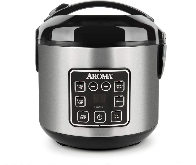 Photo 1 of Aroma Digital Rice Cooker and Food Steamer, Silver, 8 Cup  *TESTED AND FUNCTIONS