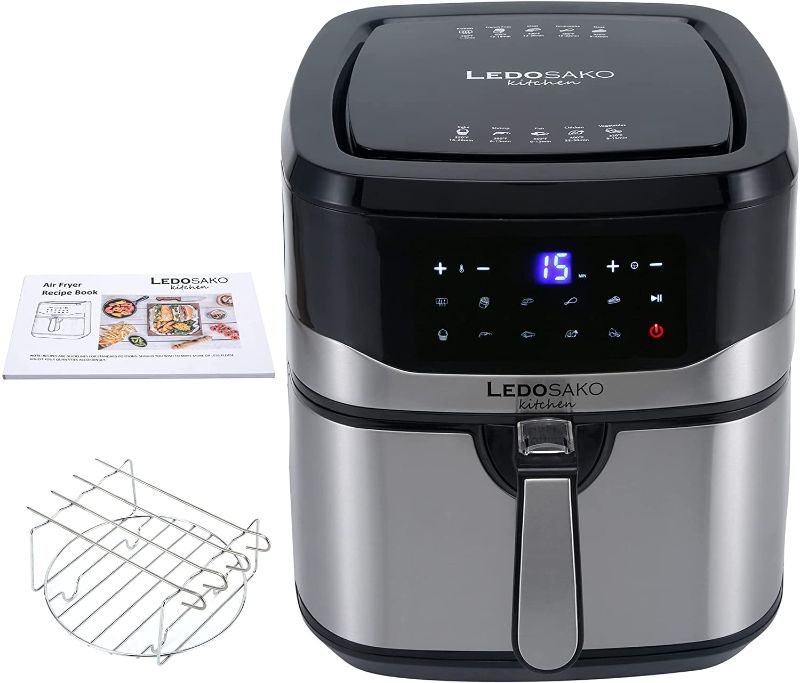 Photo 1 of LEDOSAKO Air Fryer-1700W 10 Quart Large Family-sized Air-fryer Oven with Non-stick Basket, 100 Recipes, Digital LED Display Touchscreen and One-touch 10 Preset Cooking Functions for Grilling, Toasting, Roasting, etc.  *TESTED AND FUNCTIONS