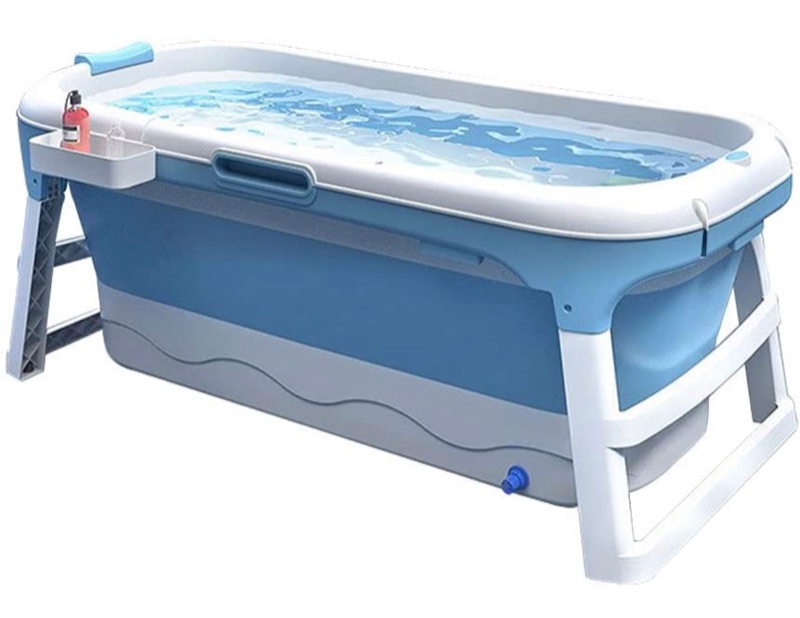 Photo 1 of ***PARTS ONLY*** It's doesn't have outlet pipe
W WEYLAN TEC 54 inch Luxury Extra Large Foldable Bath Tub Bathtub for Toddler Children Twins Adult with Handle Drain Hose Blue without Lid